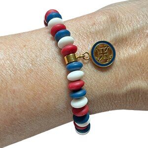 Rustic Cuff Patriotic Red White and Blue Silicone Stretch Logo Bracelet